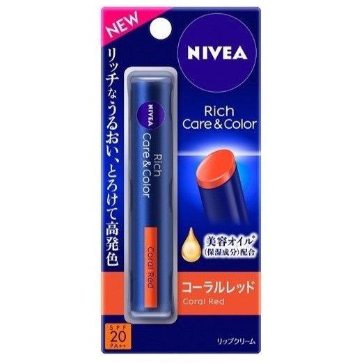 Kao Nivea Rich Care & Color Coral Red Lip Balm spf20 Pa++ 2g