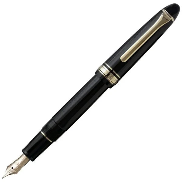 Sailor Fountain Pen Profit Light - Black with Gold Trim Zoom Nib Model 11-1038-720