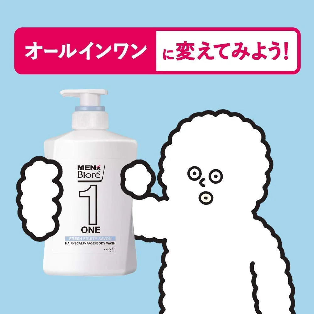 Men'S Biore One All-In-One Body Cleanser Fruity Soap Scent Pump 480Ml Japan