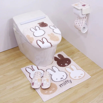 Senko Miffy Toilet Lid Cover W/ Suction Sheet Japan Beige 65340