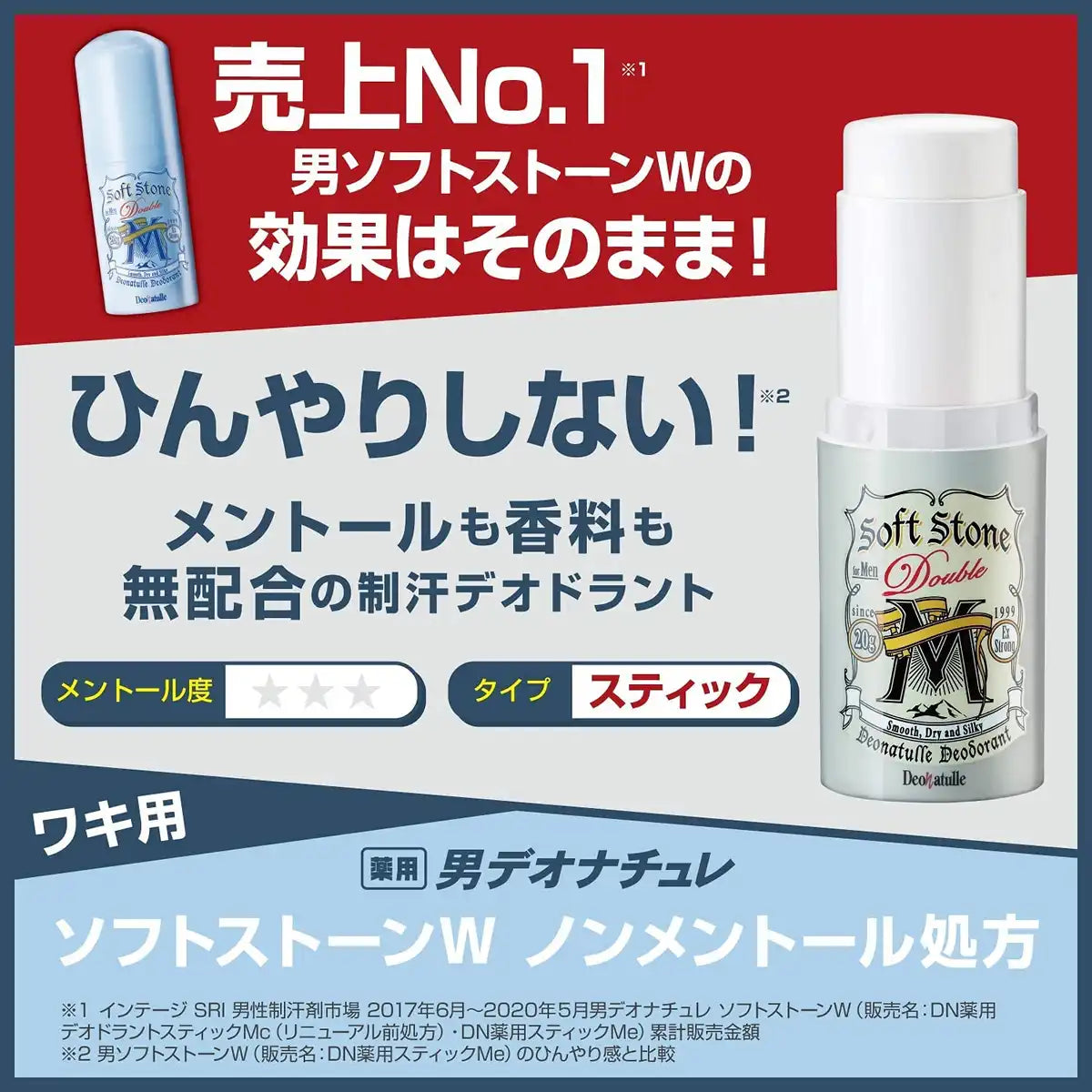 Deonatulle Men’s Soft Stone W Non-Menthol Antiperspirant Stick 20G