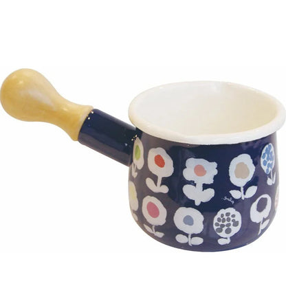 Yutaka Horo Plune Enameled Petit Milk Pan Candy Flower Navy
