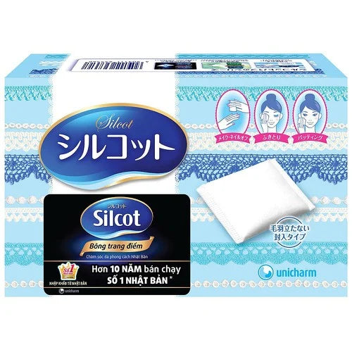 Unicharm Silcot Velvet Touch 82 Natural Cotton Puffs for Face Care