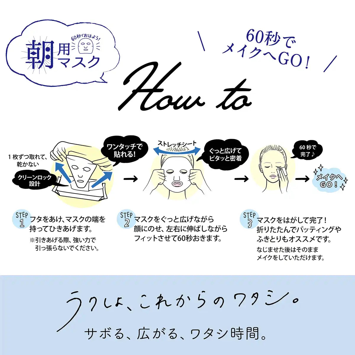 Saborino Japan Mezama Sheet Mask Dust Type 28Pcs 60Sec Morning Sheet Mask