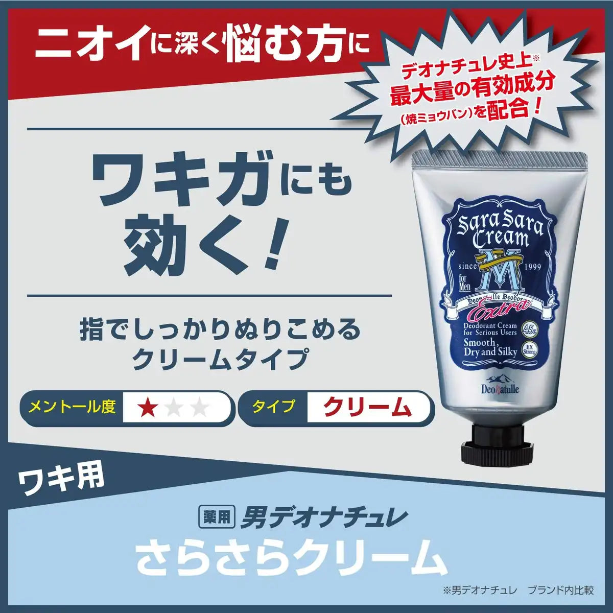 Deonatulle Men's Smooth Cream for Underarms Antiperspirant 45g