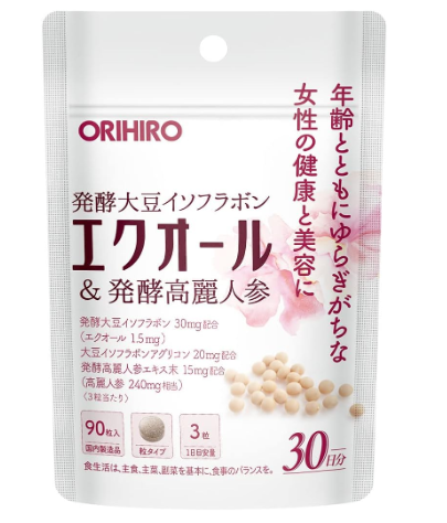 Orihiro Equol & Fermented Ginseng 90 Tablets - Soybean Extract Products - Estrogen Supplements