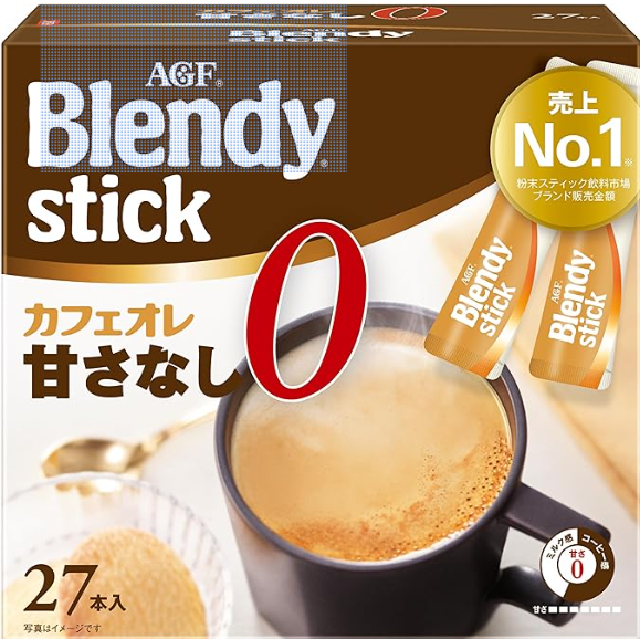 Ajinomoto Agf Blendy Stick Cafe Au Lait No Sugar Instant Coffee 30 Sticks - Sugar-Free Coffee