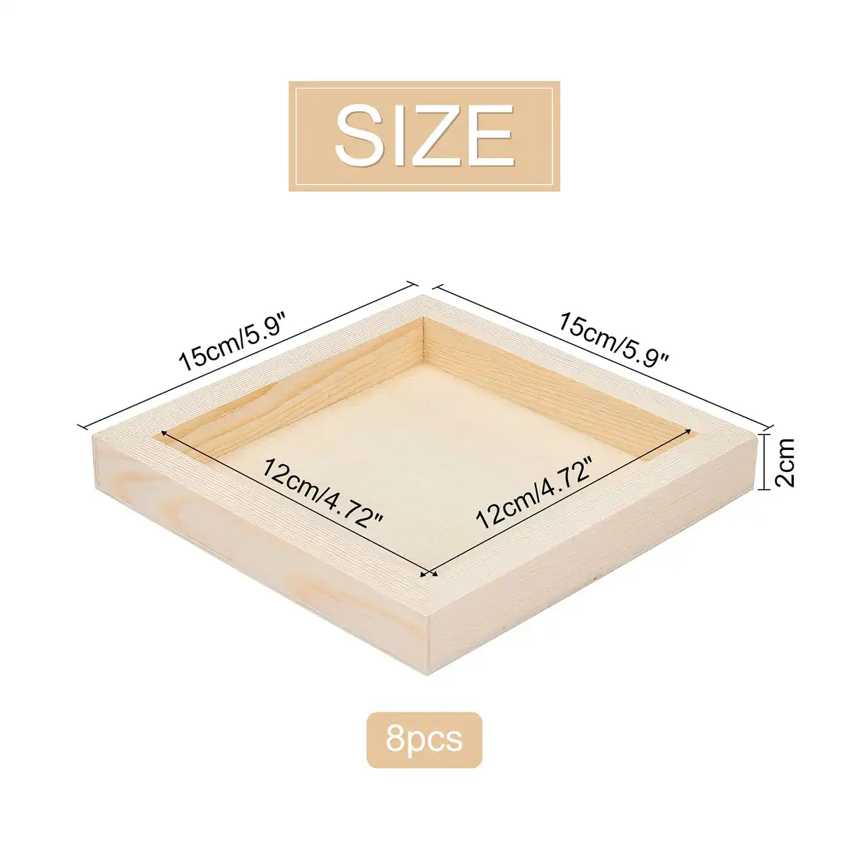 Olycraft 8 Pcs Canvas Art Supplies Wooden Drawing Board Japan - Pine Tree Frame Square Wood Frame Unfinished Clay Art Crafts Room Decoration