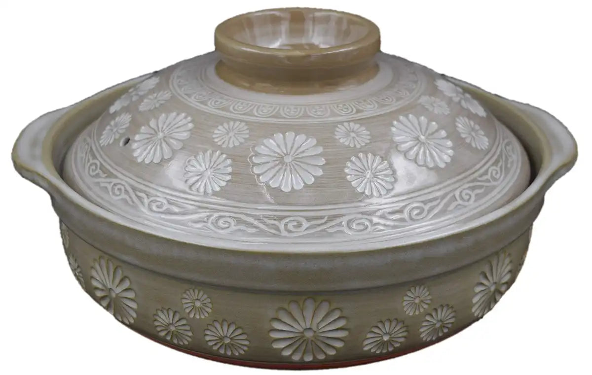 Uchiyama Pottery Water-Repellent Ceramic Coated Earthen Pot No. 9 Japan Banko Ware 3-5 People Mishima