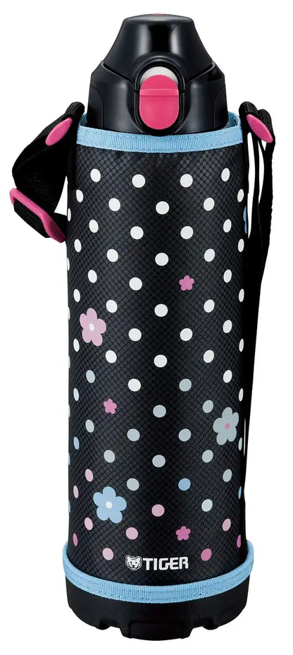 Tiger Thermos Japan Sahara Blue Flower Mbo-E100-A Water Bottle 1L Stainless Steel 2Way Cup Pouch