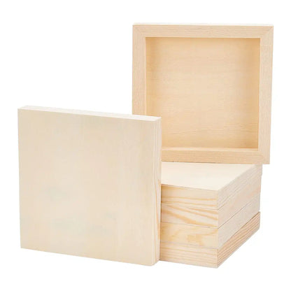 Olycraft 8 Pcs Canvas Art Supplies Wooden Drawing Board Japan - Pine Tree Frame Square Wood Frame Unfinished Clay Art Crafts Room Decoration