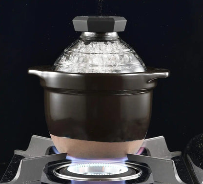 Hario Glass Rice Pot GNR-150-B Black 1-2 Cup Japan