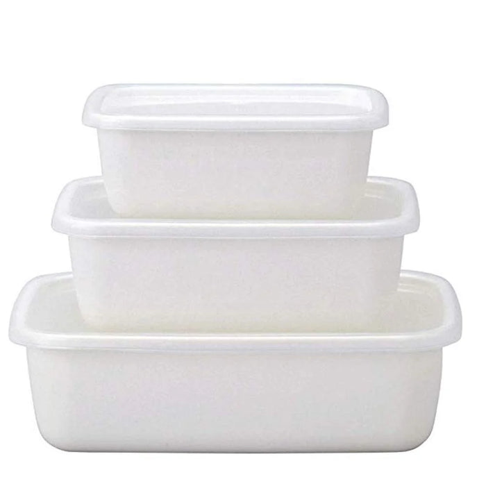Noda Horo White Series Storage Container Rectangular Deep Type S/M/L 3 Size Set Japan