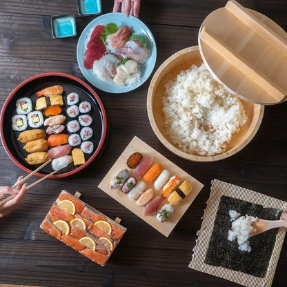 Shimojima Hinoki Cypress Wooden Sushi Geta Plate For 4 servings