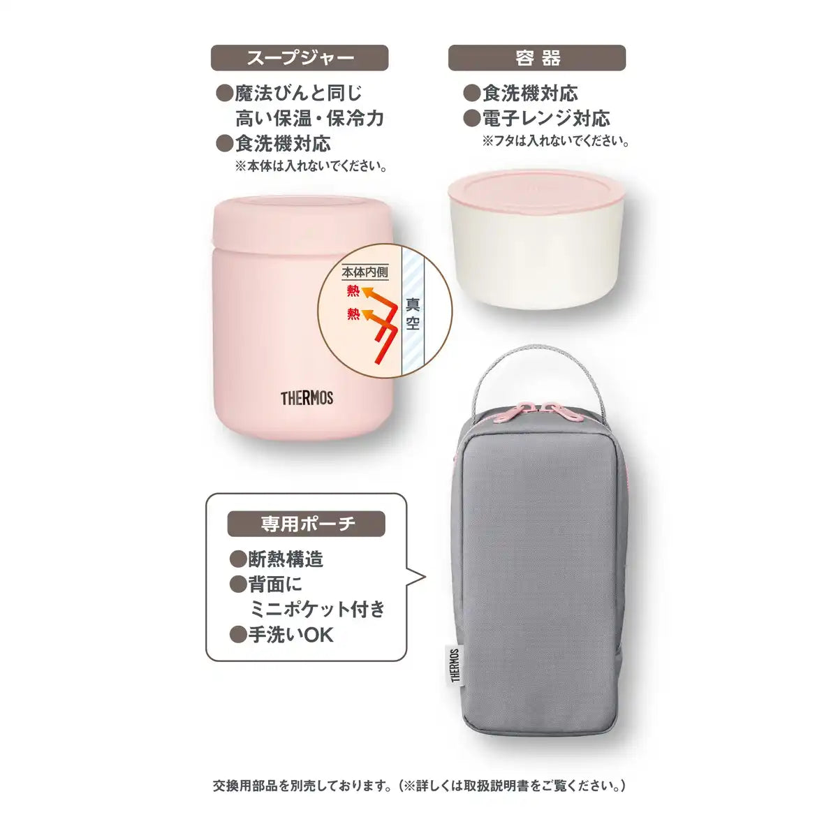 Thermos Vacuum Insulated Soup Lunch Set 300Ml Pink Gray Jby-551 P-Gy Japan
