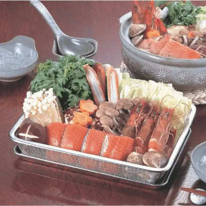 Shinetsu Works Stainless Steel Rectangle Deep Mesh Colander 6.5 Mesh No.18 Japan (270X207Mm)