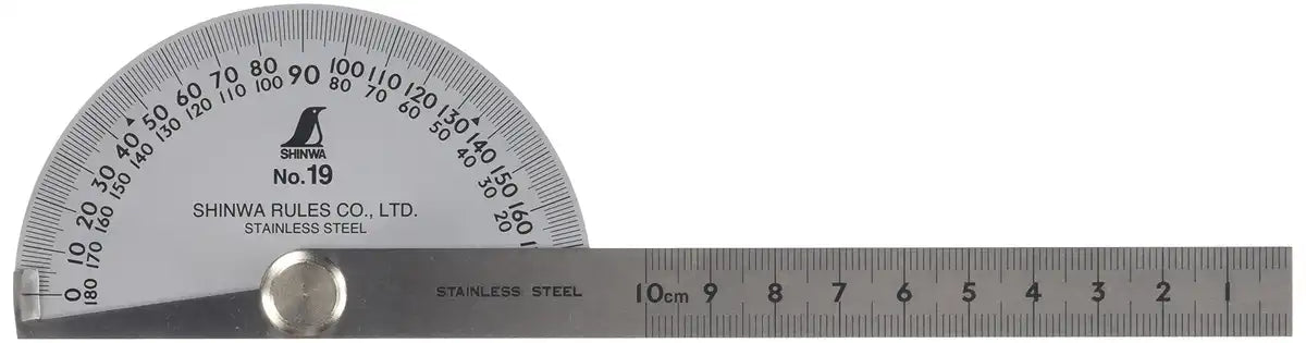 Shinwa Measurement Protractor 2 Rod No.19 Silver