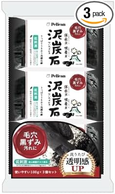 펠리칸 데이탄세키 숯&내추럴 클레이 페이셜 솝 110g 3개입