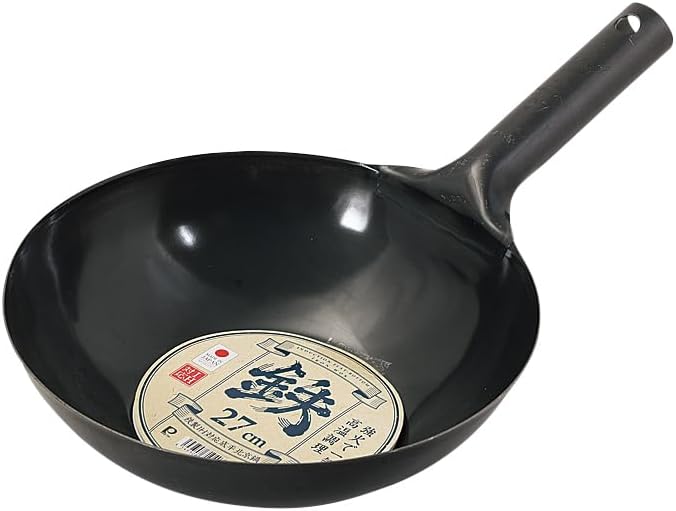 Pearl Kinzoku Wok 27Cm Eisen Ih Kompatibler flacher Boden Japan Peking Topf Hb-4224