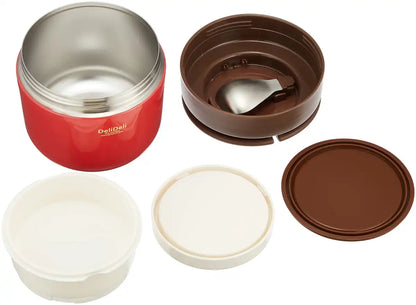 Pearl Metal Kinzoku Donburi Bento Box Lunch Jar Red Deli Bowl Japan Hb-3323