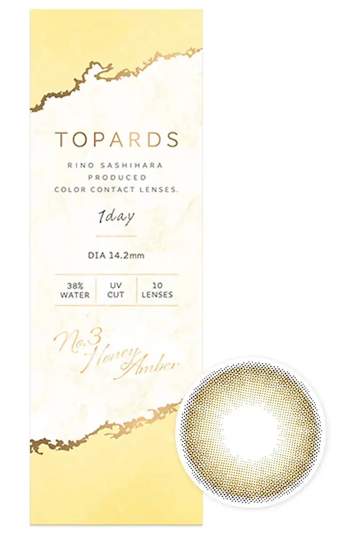 Topaz Japan Color Contacts Topards Topaz Rino Sashihara Sassy 1 Day 10Pcs Honey Amber [-1.25] Prescription