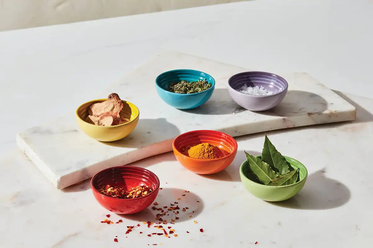 Le Creuset Stoneware Mini Bowls 7cm Rainbow Set of 6 Heat Resistant Safe