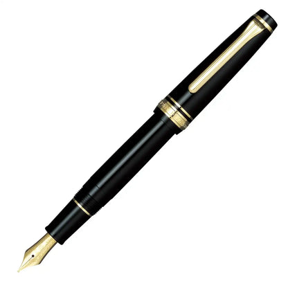 Sailor Professional Gear Slim Black Fountain Pen Medium Point Gold Trim 11-1221-420