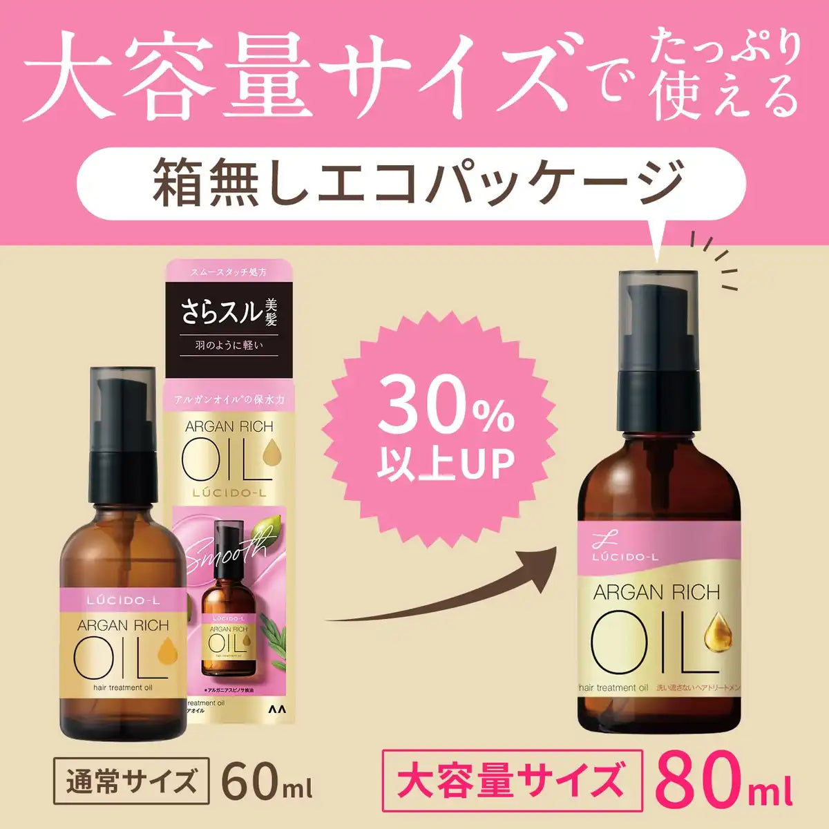 Lucido-L Huile Traitement Ex Huile Capillaire 80ml Argan Leave-In pour Cheveux Lisses