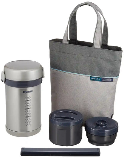 Zojirushi Mahobin (Zojirushi) Heat-Retaining Stainless Steel Lunch Box Lunch Jar About 1.5 Cups Of Tea Bowl Approximately 0.6 Go Microwave Compatible Lunch Bag Included Silver Sl-Nc09-St