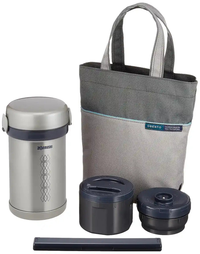 Zojirushi Mahobin (Zojirushi) Heat-Retaining Stainless Steel Lunch Box Lunch Jar About 1.5 Cups Of Tea Bowl Approximately 0.6 Go Microwave Compatible Lunch Bag Included Silver Sl-Nc09-St