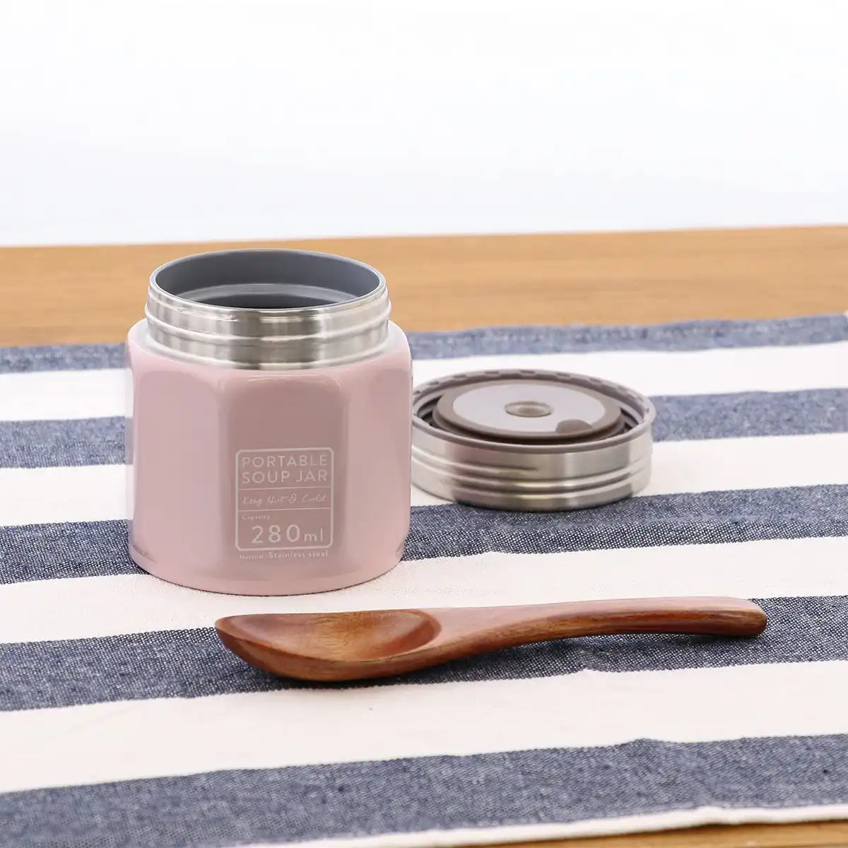 Bestco Lunch Jar Thermal Insulation 280Ml Warm Pink Octogone Nd-8235 Japan