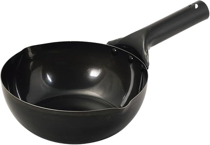 Poêle à frire extra profonde Pearl Metal Kinzoku 20 cm compatible IH, en fer, fabrication artisanale, fabriqué au Japon, noir Hb-1044