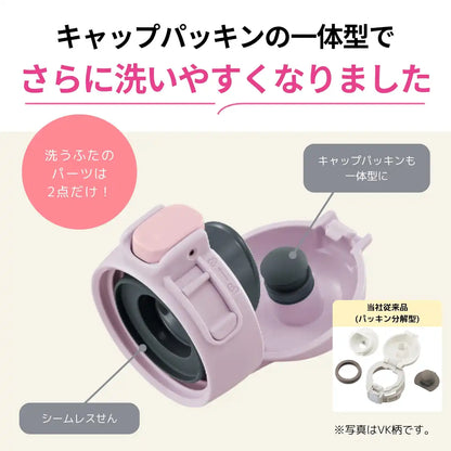 Zojirushi 480ml One-Touch Stainless Steel Water Bottle for Kids Sweet Purple