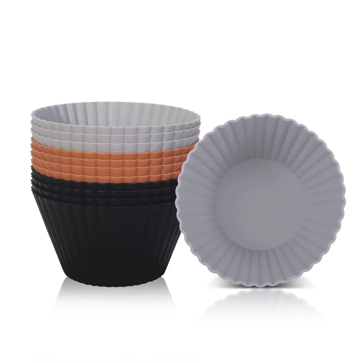 Super Kitchen 9.2Cm Large Silicone Muffin Mold Canelé Mold 12 Non-Stick Cupcake Cups Japan Heat Resistant Reusable Muffin Cup Baking Utensils