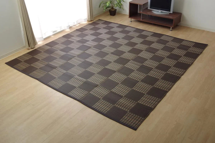 Ikehiko Corp Japan Rug Carpet Weed Edoma 2 Tatami Mats 174X174Cm Brown Washable #2117002