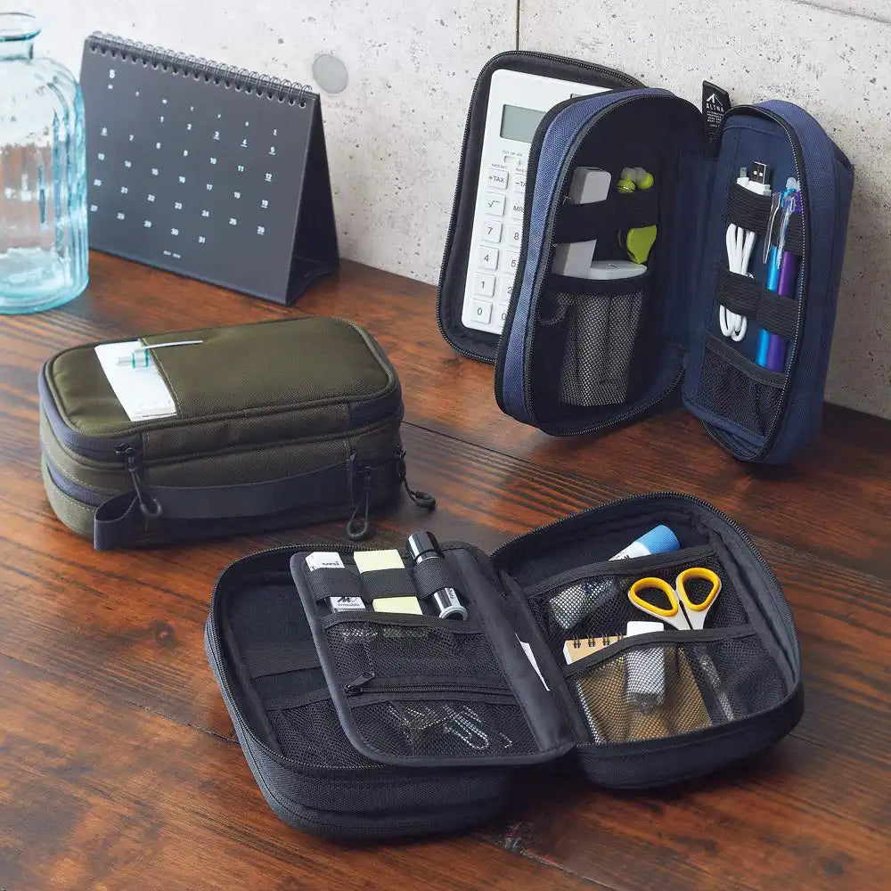 Lihit Lab Japan Cordura Tool Pouch Double Pen Pouch Olive A7765-22