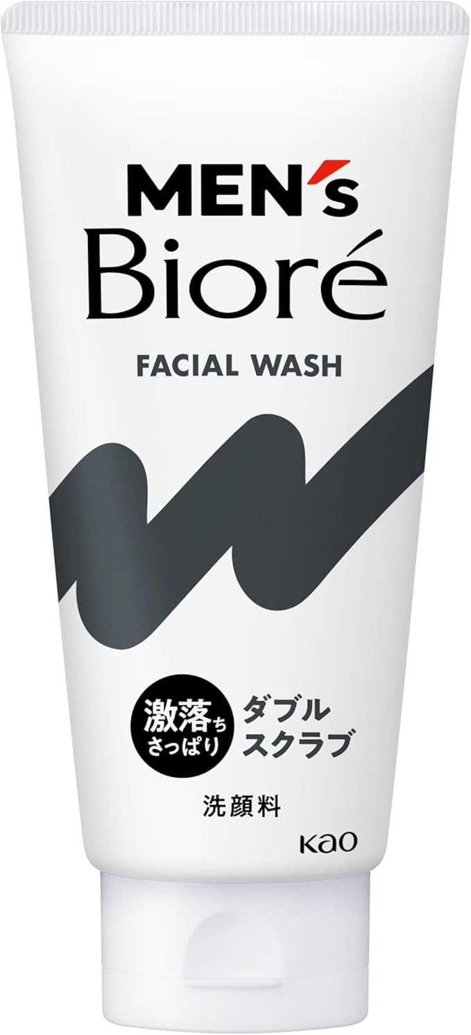 Kao Men's Biore Double Scrub Facial Wash 130g – Deep Cleansing for All Skin Types