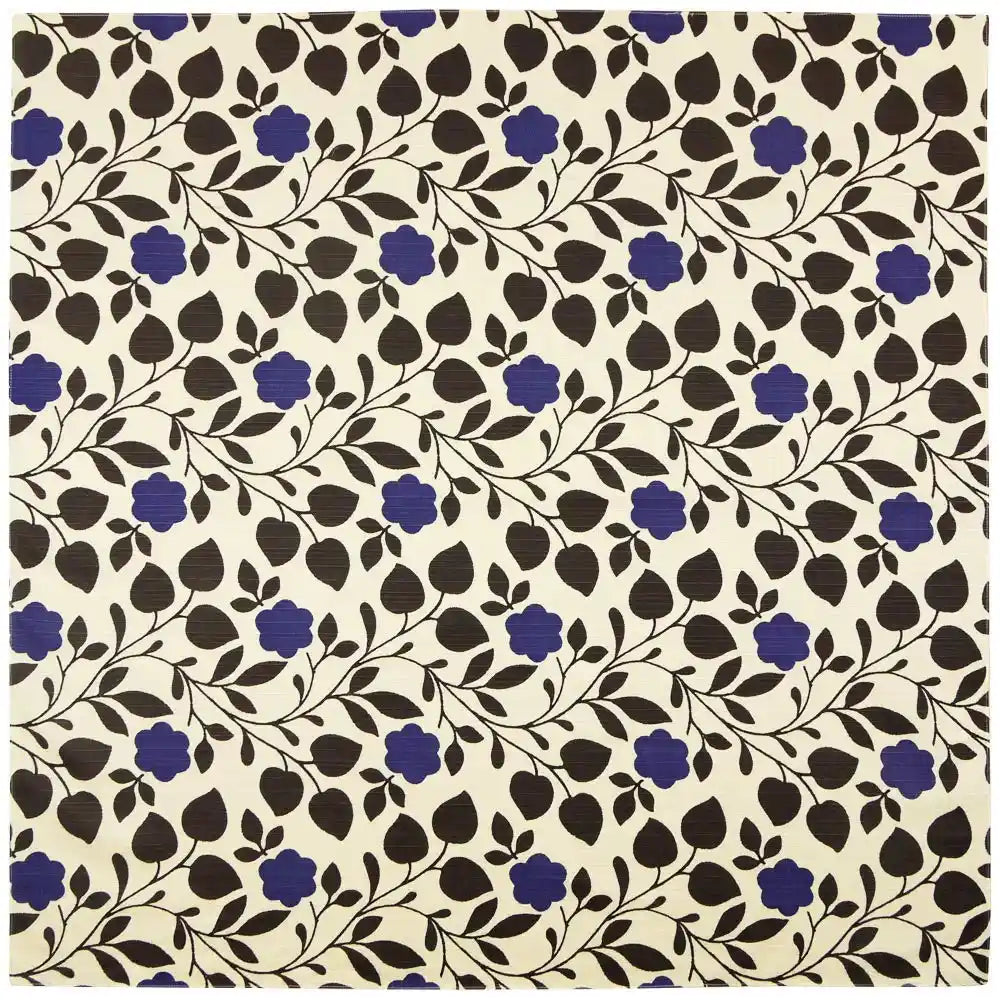 Hama Pattern Furoshiki Cloth 90Cm Japan - Flower Leaf Blue Off