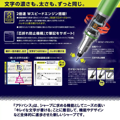 Mitsubishi Pencil Kuru Toga Advance 0.5 Mechanical Pencil Blue Made In Japan (M55591P.33)