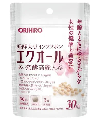 Orihiro Equol & Fermented Ginseng 90 Tablets - Soybean Extract Products - Estrogen Supplements