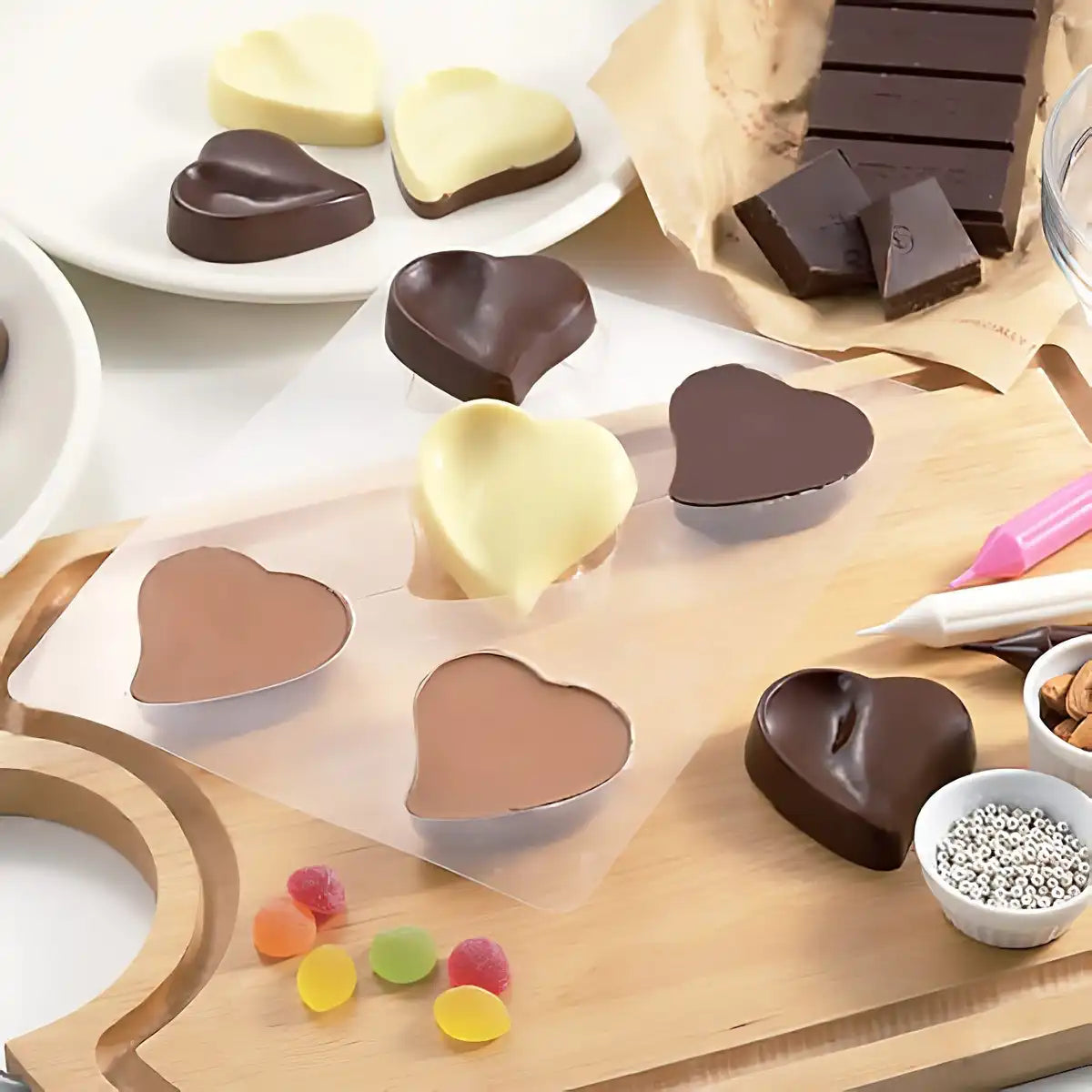 Tigercrown Pet Resin Curvy Heart Chocolate Mold 12pcs