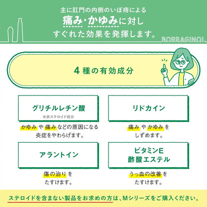 Boraginol M Suppositories 10 Pieces - [Class 2 OTC Drug] for Hemorrhoid Relief