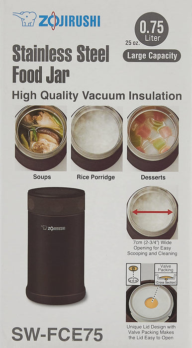Zojirushi Dark Brown Food Jar 740Ml - Compact and Versatile Storage Solution