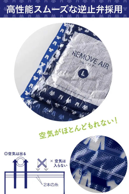 Remove Air Clothing Compression Bags Assorted 10Pc Set Made In Japan Embossed Travel Storage