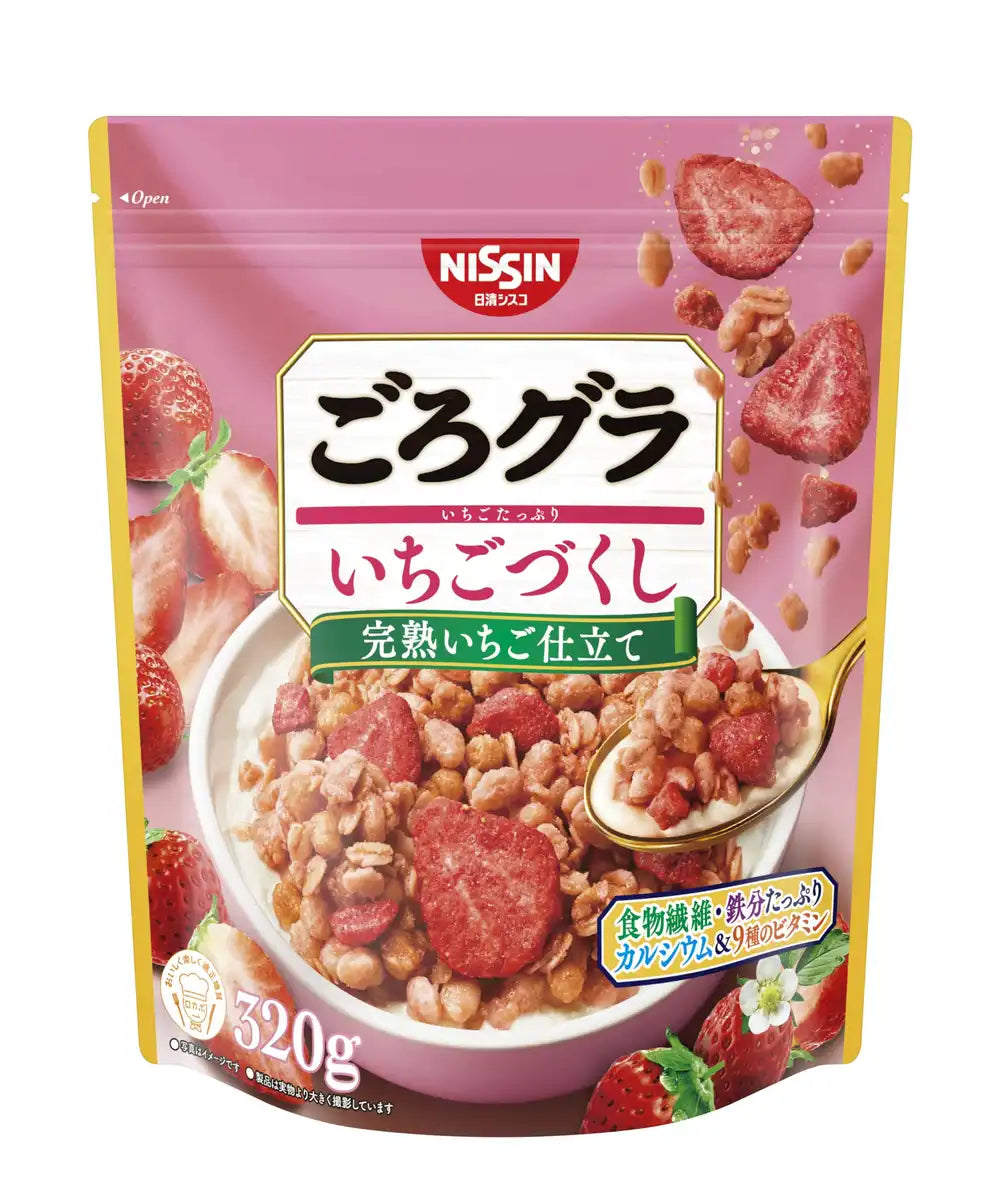 Nissin Foods Gorogura Strawberry Granola High Fiber Cereal 320G Breakf
