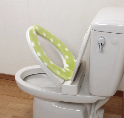 Sanko Mitsuba Toilet Seat Cover 9Mm Washable Made In Japan Green Dots Suction Kc-72