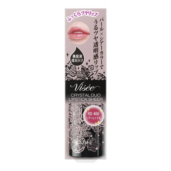 Kose Visee Riche Crystal Duo Lipstick Sheer Rd466 Red 3.5g - Japanese Sheer Lipstick