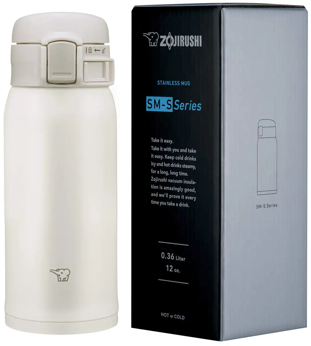 Zojirushi White Stainless Steel 355ml Cup - Leakproof and Portable