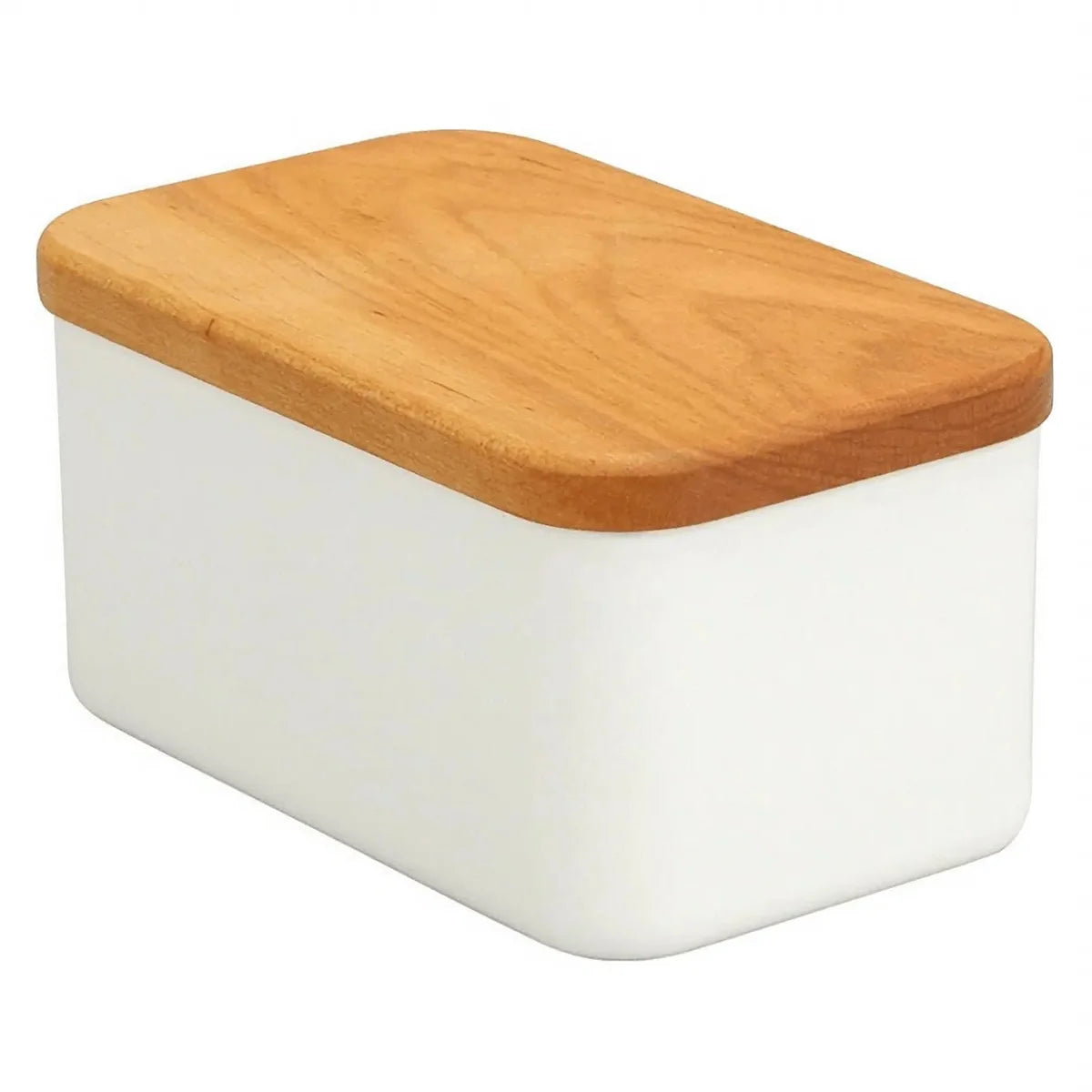 Noda Horo Enamel Butter Dish With Solid Cherry Wood Lid for 450 g Butter