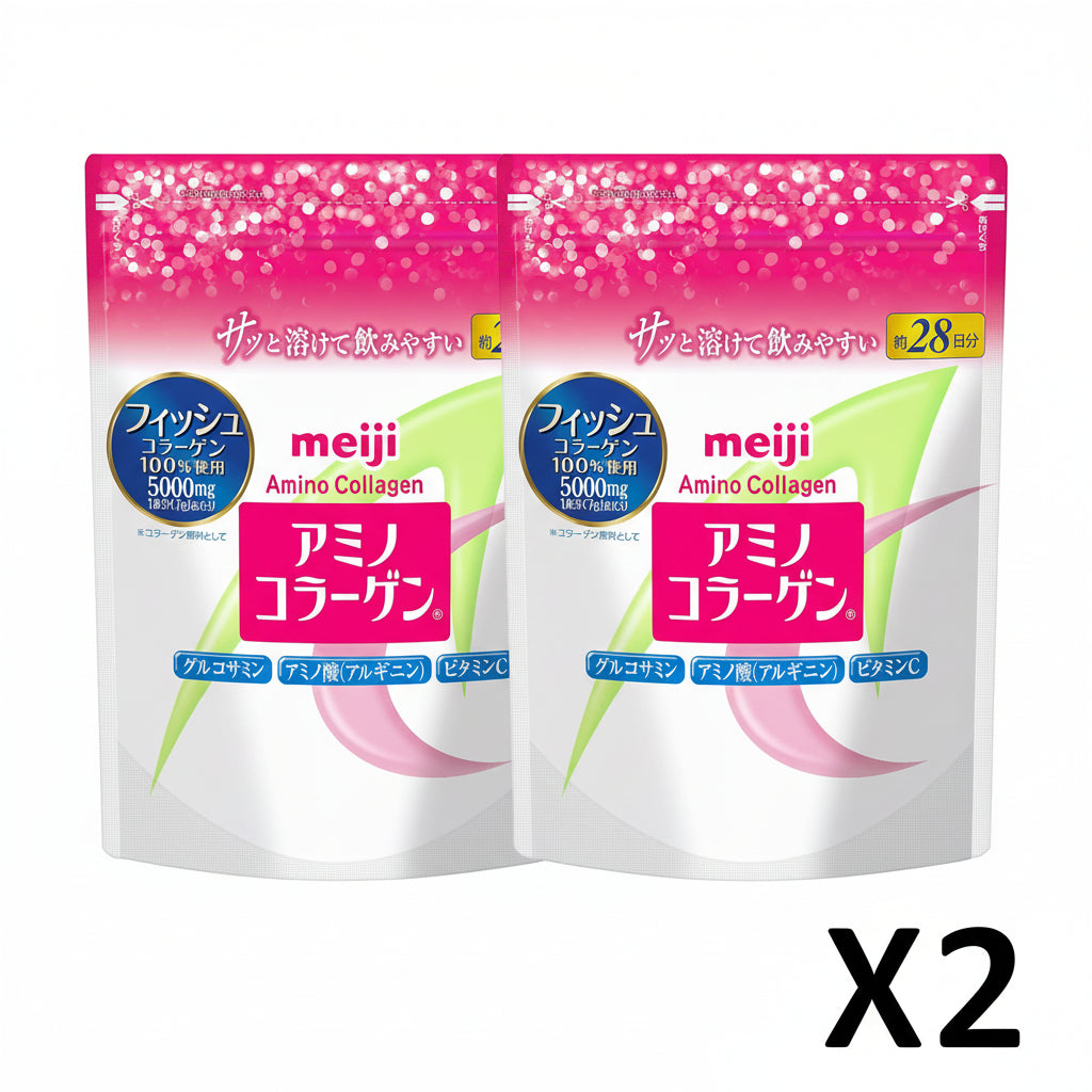 Meiji New Amino Collagen Powder Refill 196g 3-Count Bundle